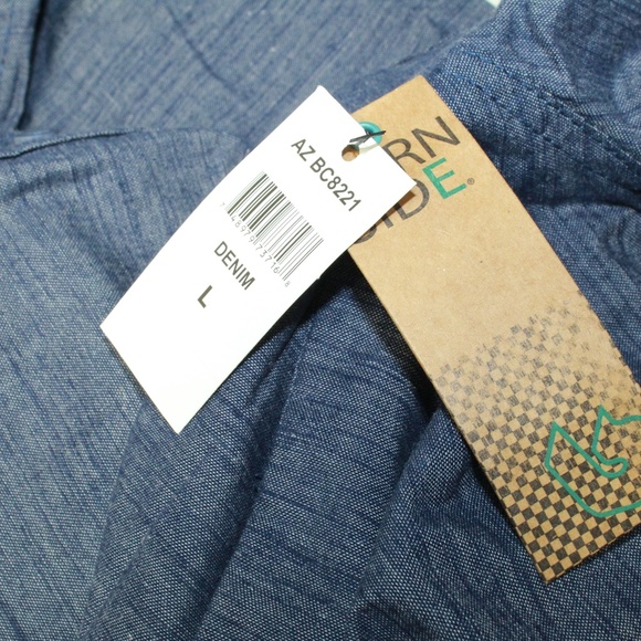 NEW Burnside Long Sleeve Button Down Shirt Denim L - Picture 7 of 8